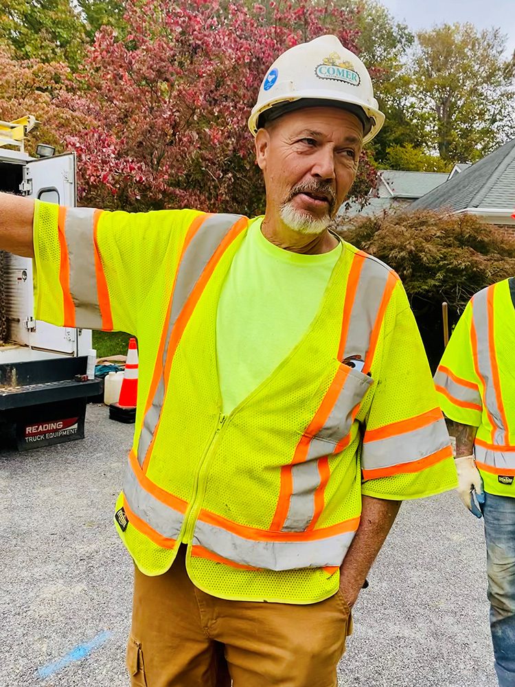 Dennis Prince talking at the construction site