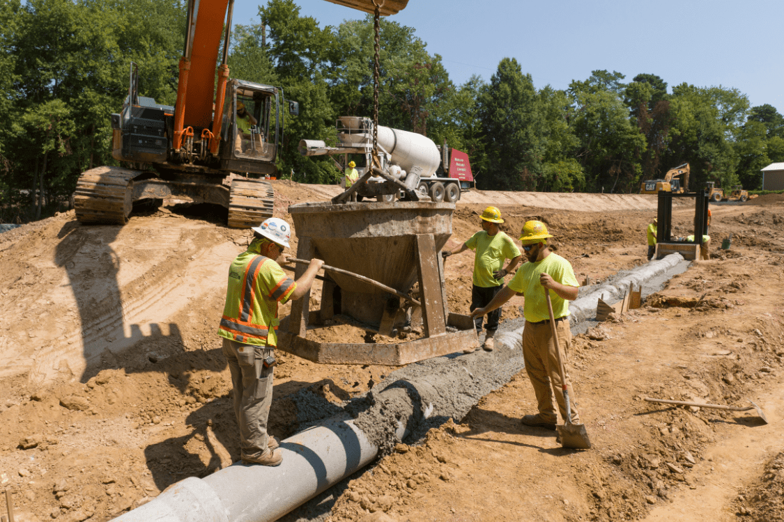 Comer Construction crews installing underground utilities