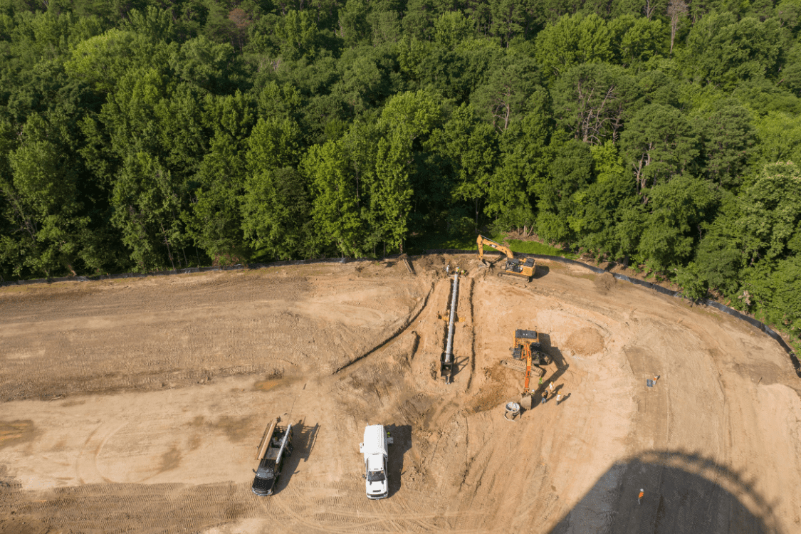 grading and excavation in progress at construction site in Maryland