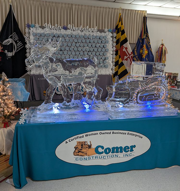 Ice sculpture at employee event