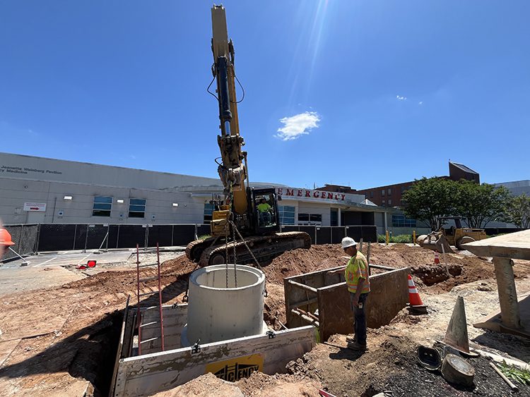 Underground Utility Installation at Maryland Hospital